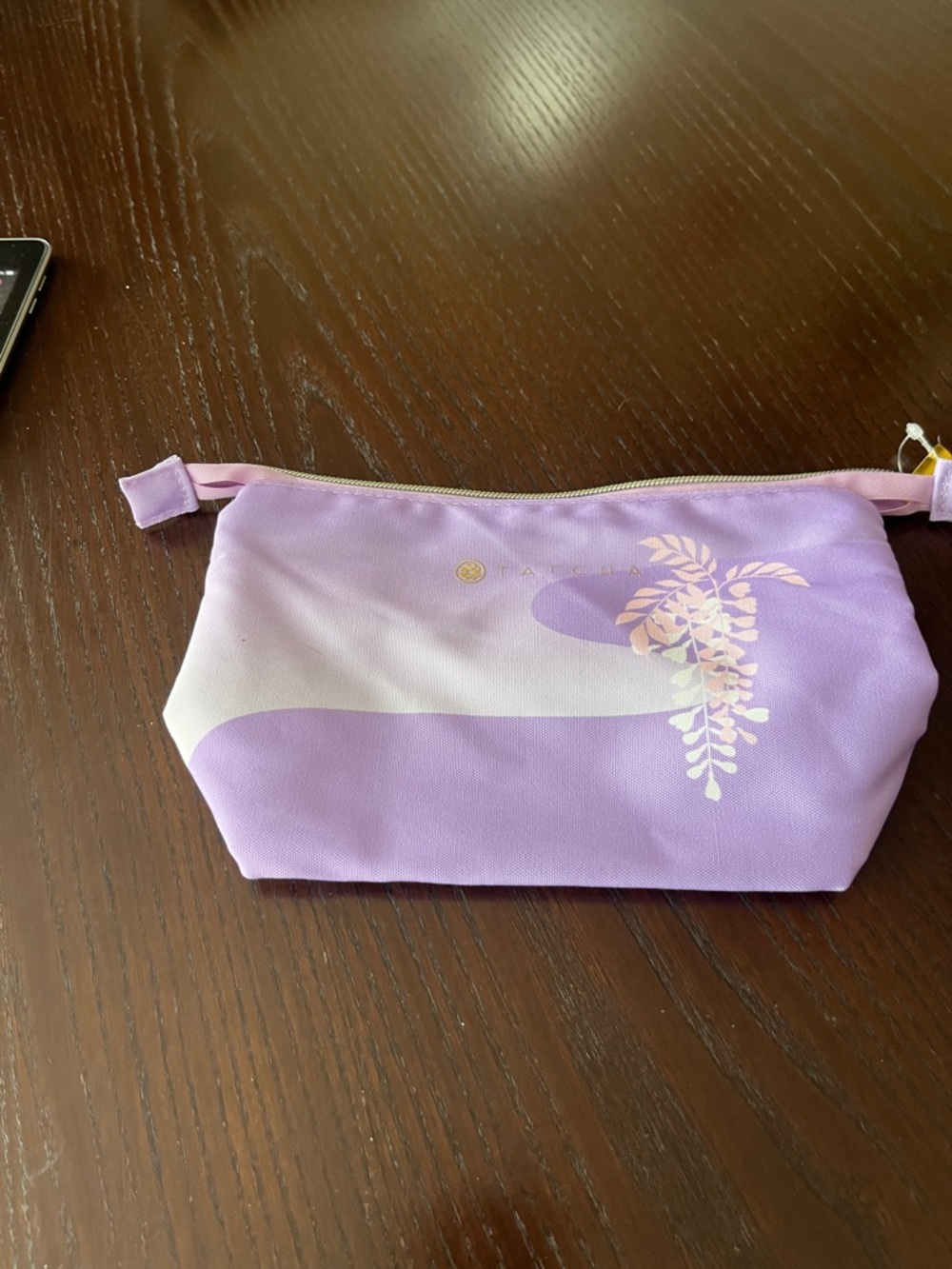 Tatcha Lavender Floral Zip Cosmetic Pouch